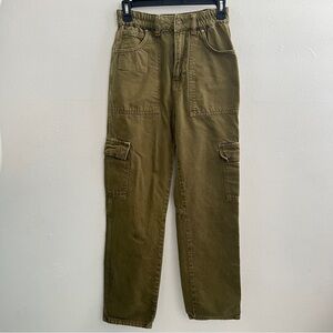 WE THE FREE PEOPLE hi rise army military surplus cargo pants jeans Green 25 NWOT